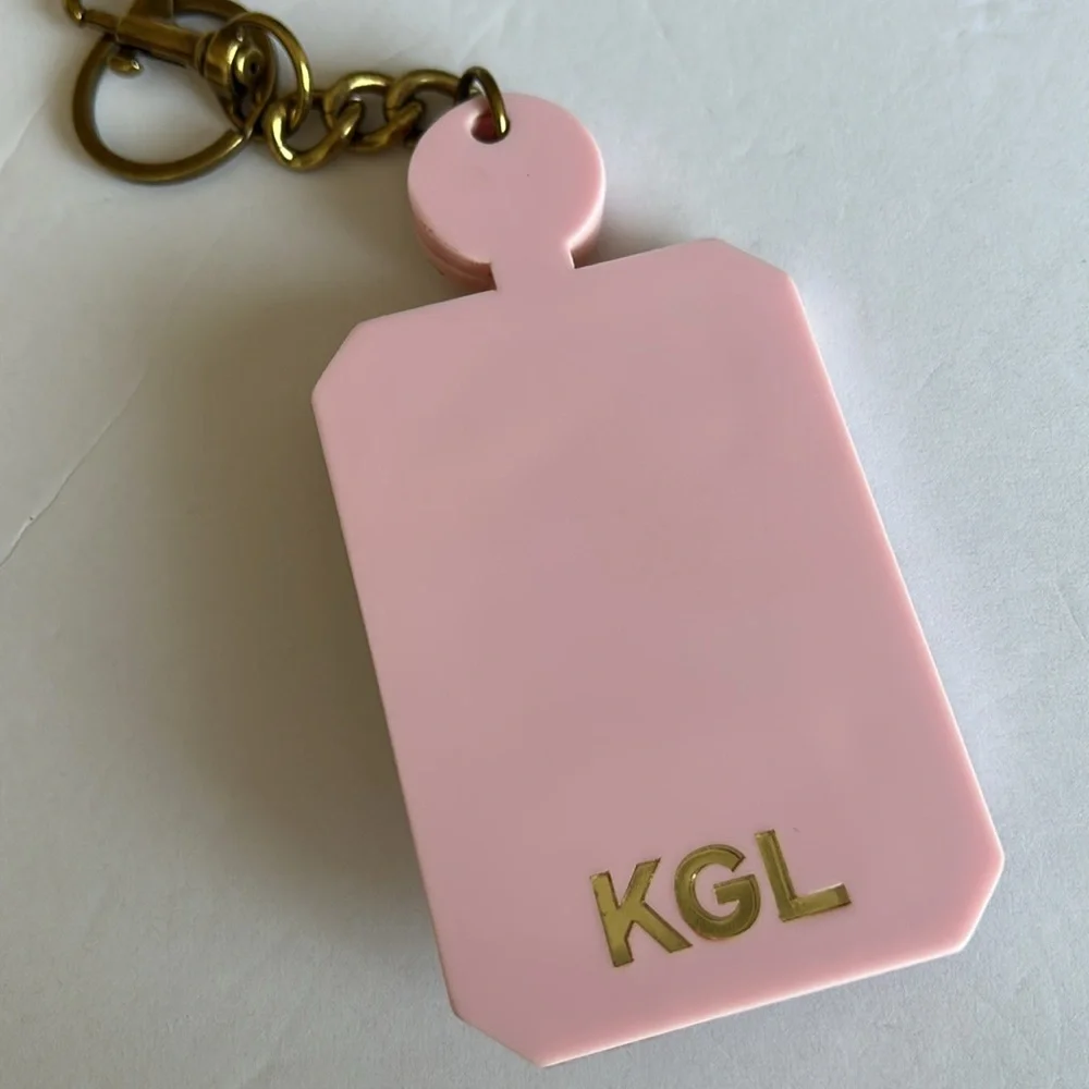 Kurt Geiger Pink and Gold glitter handbag charm accessory Key Holder Key fab